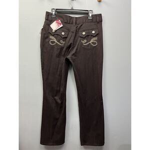 Gitano‎ Brown Jeans Womens 12 embroidered pockets bootcut twill pants NEW Y2K